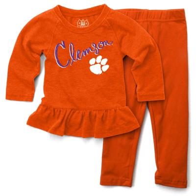 Clemson Infant Long Sleeve Ruffle Hem Set