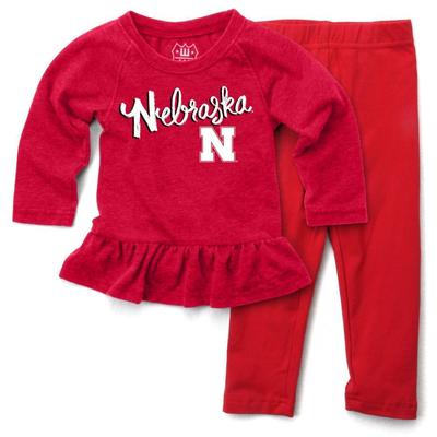 Nebraska Toddler Long Sleeve Ruffle Hem Set