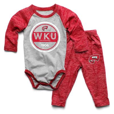 Western Kentucky Infant Cloudy Yarn Long Sleeve Onesie Set