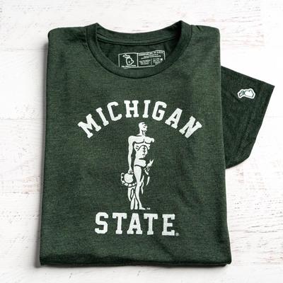 Michigan State Mitten Sparty Statue Short Sleeve Tee