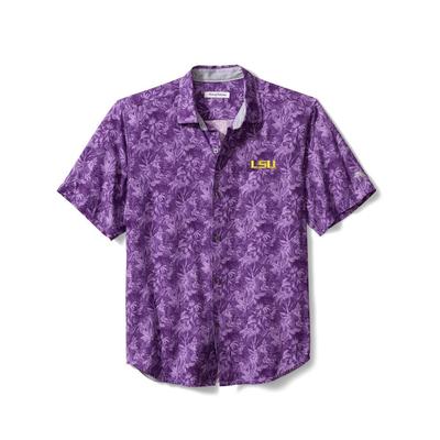 LSU Tommy Bahama Men's Jungle Shade Silk Camp Shirt