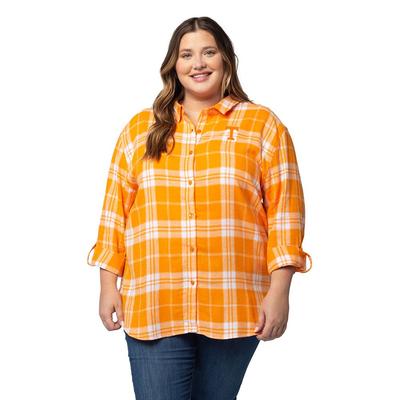 Tennessee University Girl Boyfriend Plaid Shirt - Plus Size
