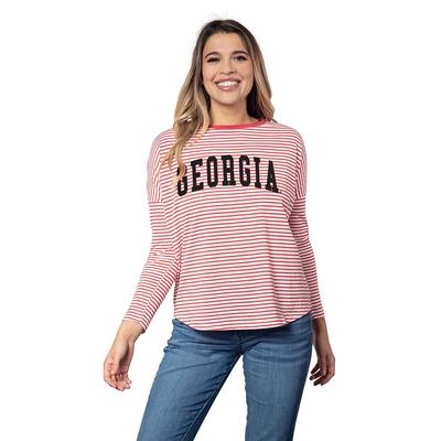 Georgia University Girl Modern Boxy Stripe Long Sleeve Shirt
