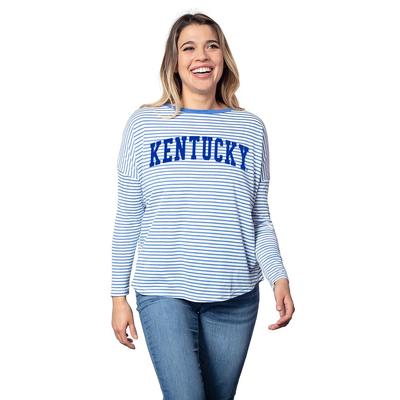 Kentucky University Girl Modern Boxy Stripe Long Sleeve Shirt