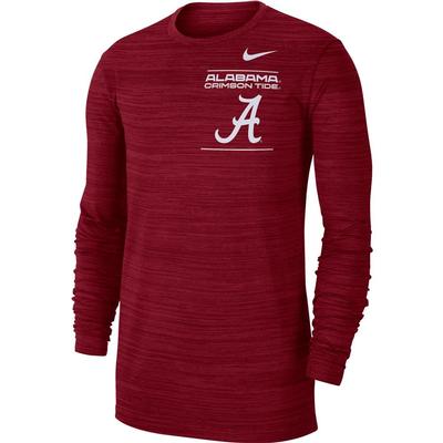 Alabama Nike Men's Dri-Fit Velocity Sideline Long Sleeve Tee