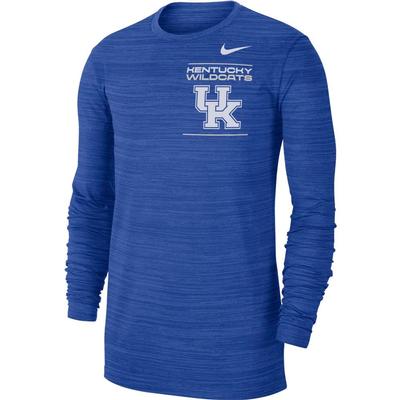 Kentucky Nike Men's Dri-Fit Velocity Sideline Long Sleeve Tee