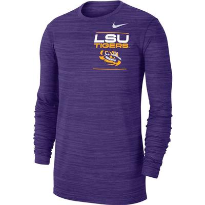 LSU Nike Men's Dri-Fit Velocity Sideline Long Sleeve Tee
