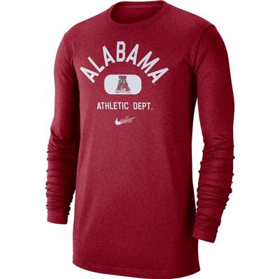 Alabama Nike Men's Textured Arch Long Sleeve Tee