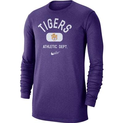 LSU Nike Men's Textured Arch Long Sleeve Tee