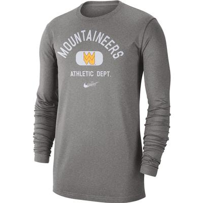 West Virginia Nike Men's Textured Arch Long Sleeve Tee
