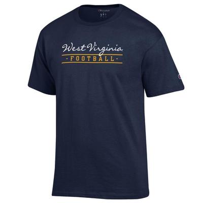 West Virginia Champion Women's Script Bar Football Tee