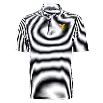 West Virginia Cutter & Buck Striped Virtue Eco Pique Polo