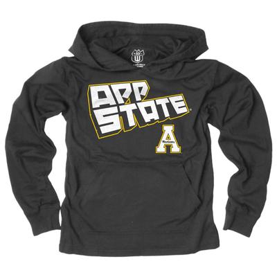 Appalachian State YOUTH Angled Long Sleeve Hooded Tee