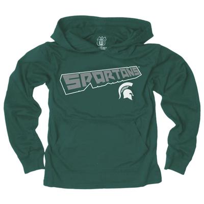 Michigan State Kids Angled Long Sleeve Hooded Tee