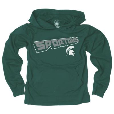 Michigan State YOUTH Angled Long Sleeve Hooded Tee