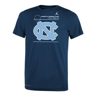 UNC Jordan Brand YOUTH Dri-Fit Legend 2.0 Short Sleeve Tee