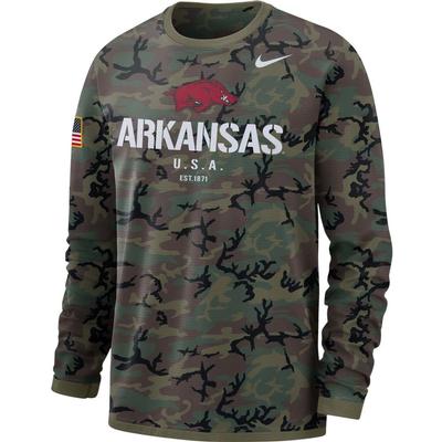 Arkansas Nike Dri-FIT Military Long Sleeve Tee