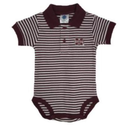 Mississippi State Creative Knitwear Infant Striped Polo Onesie