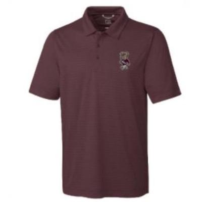 Mississippi State Cutter & Buck Vault Walking Bully Cascade Melange Stripe Polo