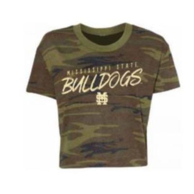 Mississippi State Women's Camo Bulldogs Cropped Tee