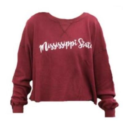 Mississippi State Women's Cropped Thermal Long Sleeve Top