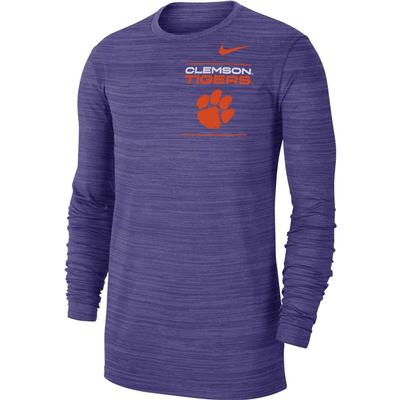 Clemson Nike Men's Dri-Fit Velocity Sideline Long Sleeve Tee