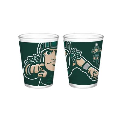 Michigan State 2oz Sublimated Side by Side Logo Shot Glass