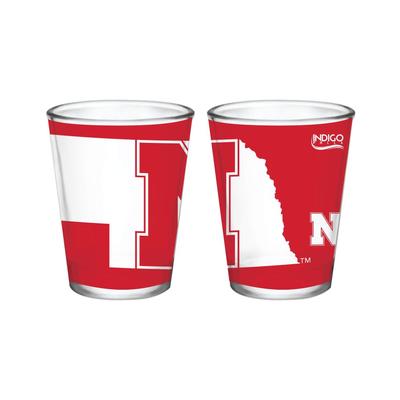 Nebraska 2oz Sublimated Side by Side Logo Shot Glass