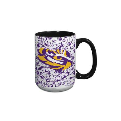 LSU 15oz Floral Purple Java Mug