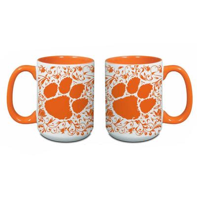 Clemson 15oz Floral Orange Java Mug