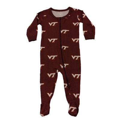 Virginia Tech Infant Zip Footed Pajamas