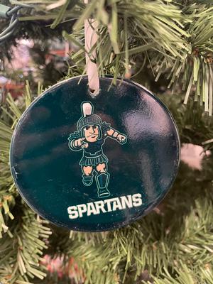Michigan State Round Sparty Ornament