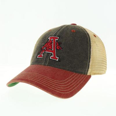 Arkansas Legacy Vault Hog Through A Logo Trucker Hat