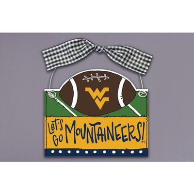 West Virginia Magnolia Lane Wooden Football Ornament