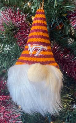 Virginia Tech Plush Striped Gnome Ornament
