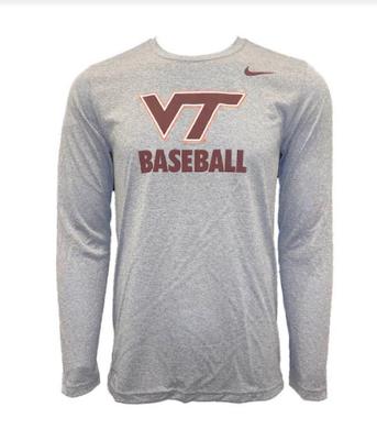 Virginia Tech Nike L/S Dri-Fit Baseball T-Shirt