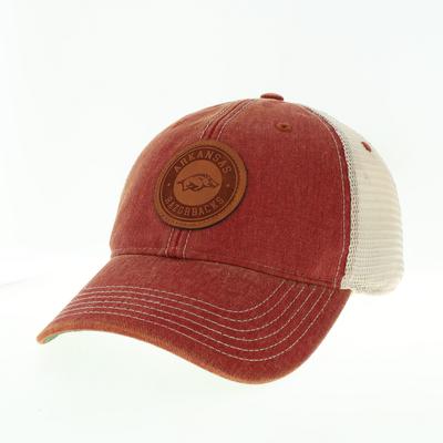 Arkansas Legacy Leather Circle Patch Trucker Hat