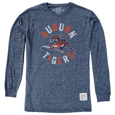 Auburn Retro Brand Vault Circle with Leaping Tiger Long Sleeve Tee