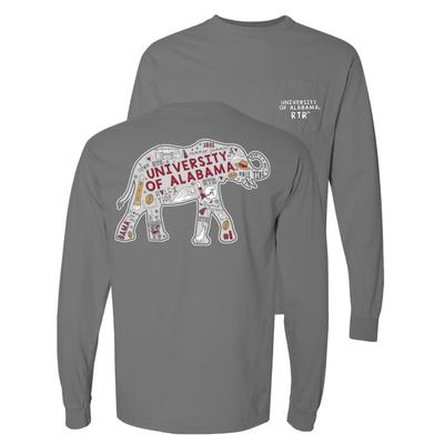 Alabama Doodle Elephant Comfort Colors Long Sleeve Tee