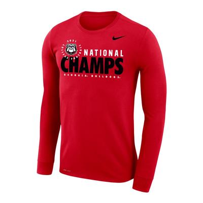 Georgia Nike 2021 National Champs Legend Long Sleeve Tee