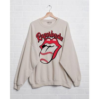 Arkansas Livy Lu Women's Rolling Stones Baseball Lick Thrifted Sweatshirt