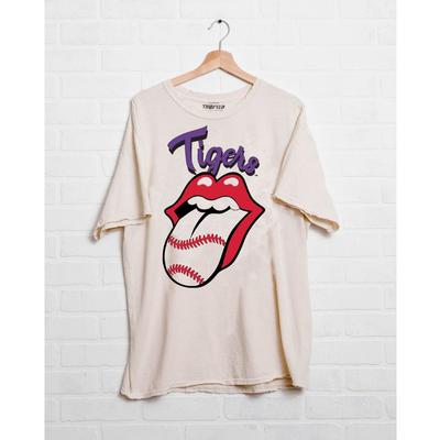 LSU Livy Lu Women's Rolling Stones Baseball Lick Thrifted Tee