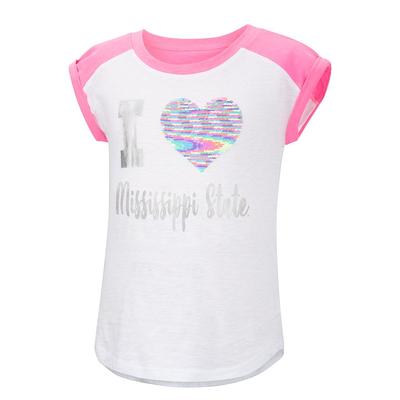 Mississippi State Colosseum YOUTH Flip Sequin Heart Tee
