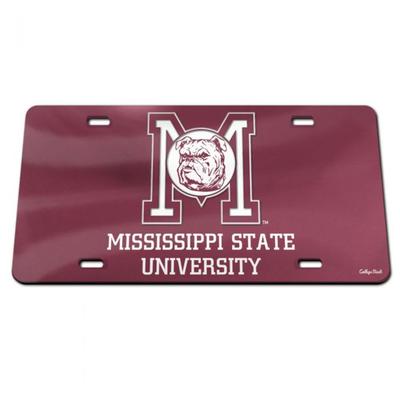 Mississippi State Vault Bulldog Head inside M License Plate