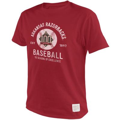 Arkansas Vault 100 Season of Baseball Vintage Short Sleeve Tee