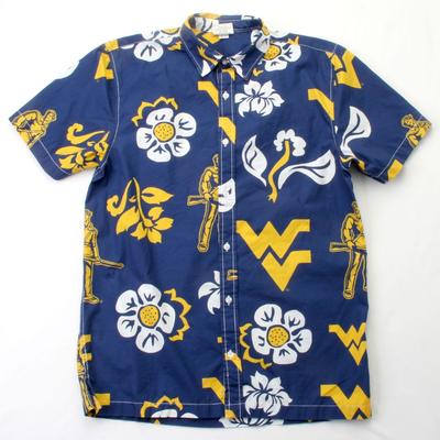West Virginia Wes and Willy Men's Floral Button Down Shirt