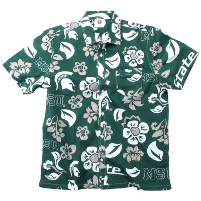 Michigan State Wes and Willy Men's Floral Button Down Shirt