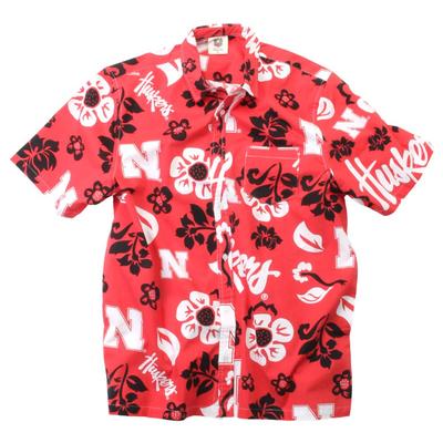 Nebraska Wes and Willy Men's Floral Button Down Shirt