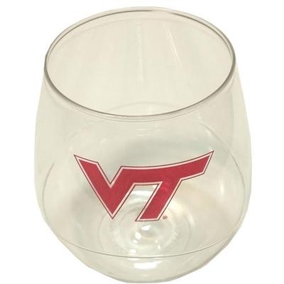 Virginia Tech Plastic Stemless Wine Glass