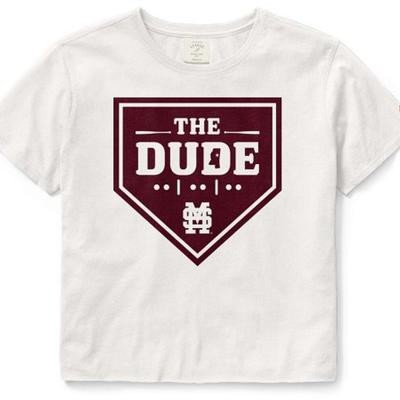 Mississippi State League Women's The Dude Baseball Plate Clothesline Cropped Tee